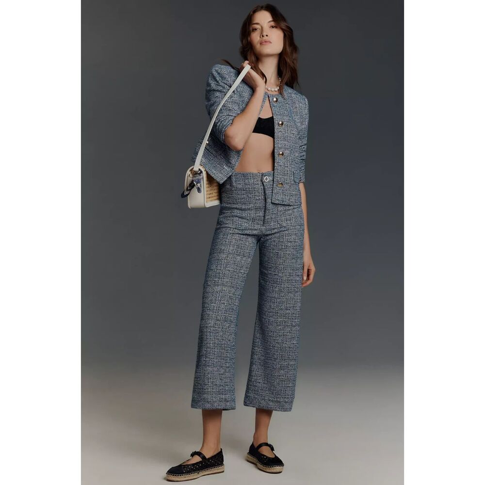 Maeve Anthropologie The Colette Tweed Crop Wide-Leg Pants Size Medium 28